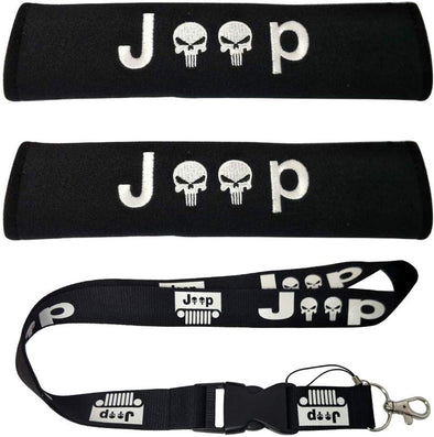 Jeep Punisher Skull Seat Belt Pads & Lanyard