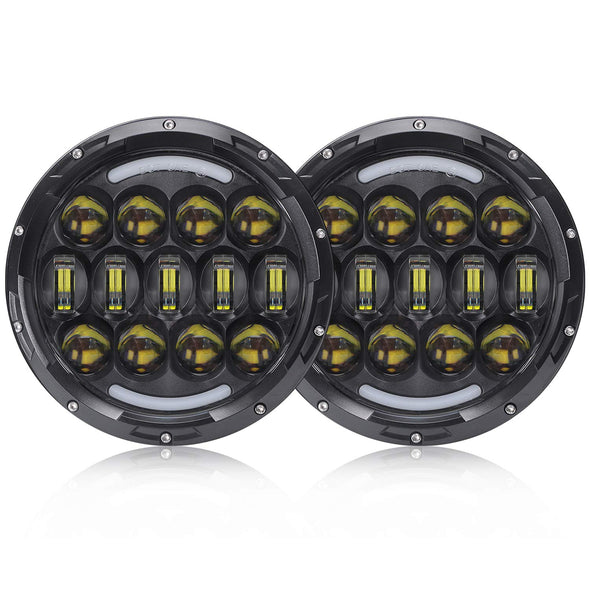 7" Round LED Headlight with White/Amber DRL