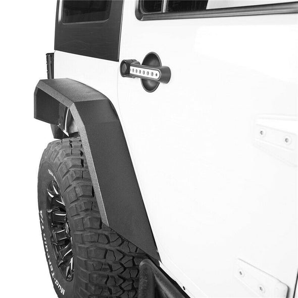 Steel Textured Wide Front & Rear Fender Flares For 07-18 Jeep Wrangler JK