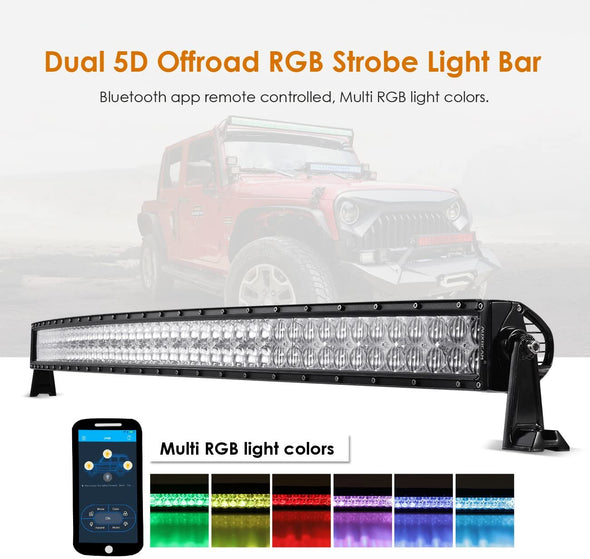 RGB Multi-Color LED Light Bar for Jeeps, Trucks & Cars