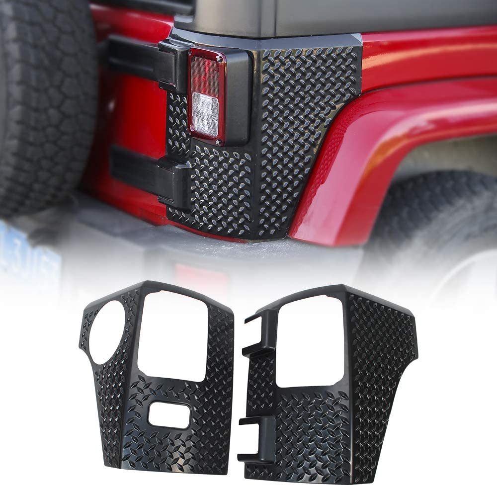 CheroCar Rear Taillight Corner Armor Covers For Jeep Wrangler JK (2007-2017) – Black