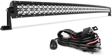 Curved LED Light Bar with 8ft Wiring Harness