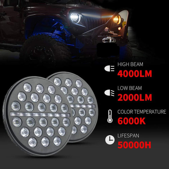 7 Inch LED Headlights with Turn Signal