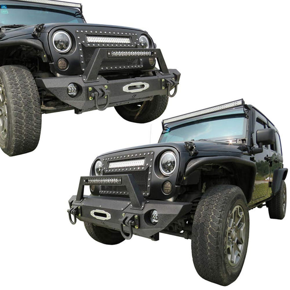 Front Bumper with Winch Cover and Strip Light