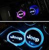LED Car Cup Holder Lights 7 Colors Changing USB Charging Mat for Jeep (2 PCS)