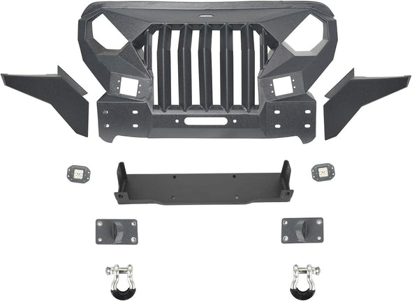 Front Bumper w/Mad Max Grill Compatible with Jeep Wrangler JL 2018-2022 & Jeep Gladiator 2020-2022