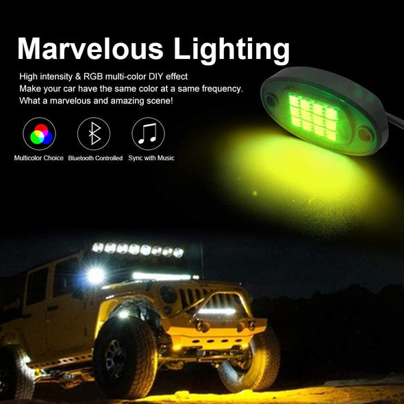 RGB LED Rock Lights Kit 8 Pods
