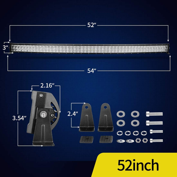 Curved LED Light Bar with 8ft Wiring Harness
