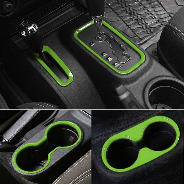 Inner Front and Rear Water Cup Holder Trim 4 Pcs for Jeep Wrangler JK  2011-2017