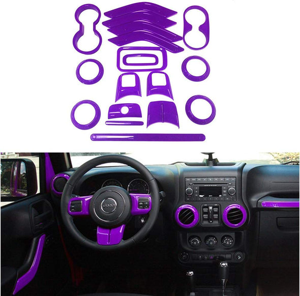 Full Set Interior Decoration Trim Kit for Jeep Wrangler JK JKU 2011-2018 (PURPLE)