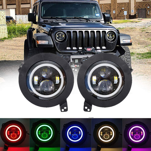 High-Performance 7" RGB LED Headlights with Jeep Wrangler JL Adapter