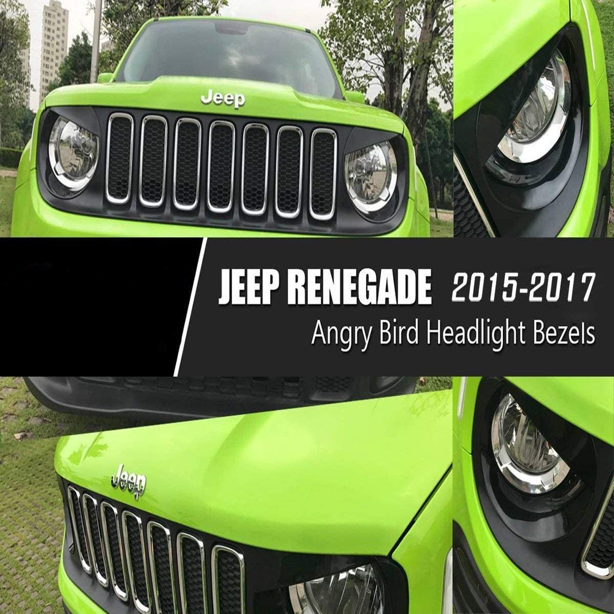 thumbnail image 2 of CheroCar 2-Piece Red Front Headlight Cover Bezels Trim – For Jeep Renegade 2015-2018, ABS, Easy Install, 60-Day Warranty 2 of 5