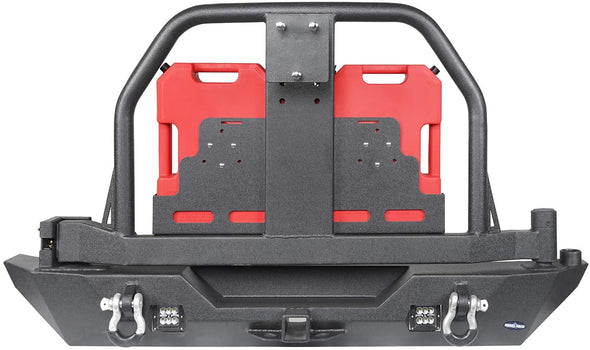 Rear Bumper & Tire Carrier w/Drum Holder, Receiver Hitches for Jeep Wrangler JK