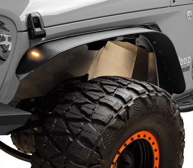Stubby Front & Rear Fender Flares with Amber LED Lights for Jeep JL