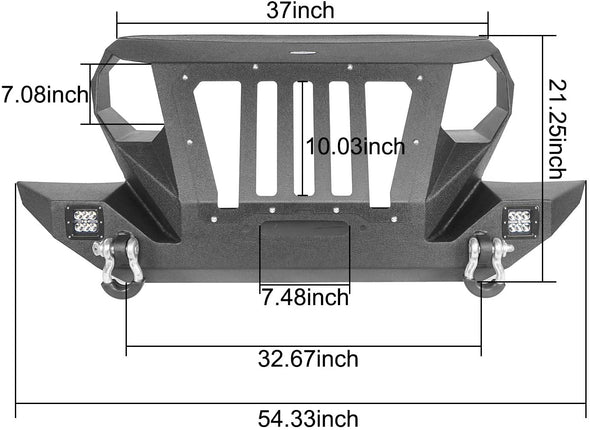 Heavy Duty Front Bumper w/Full Grille & Winch Plate for Jeep Wrangler TJ