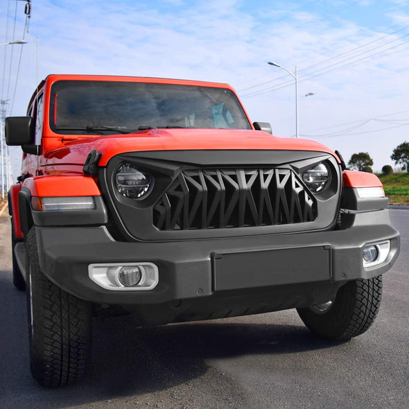 Matte Black Front Shark Grill Cover for Jeep JL/JT