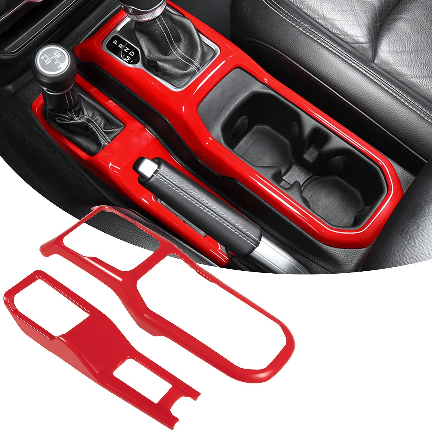 gear shift cover For 2018+ Jeep Wrangler JL Gladiator JT Center Console Cup Holder Gear Shift Trim Cover Red