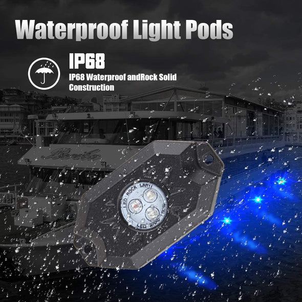 RGB LED Rock Lights - 8 Pod Lights (Upgraded Version)