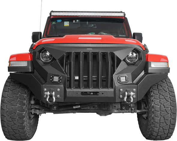 Front Bumper w/Mad Max Grill Compatible with Jeep Wrangler JL 2018-2022 & Jeep Gladiator 2020-2022