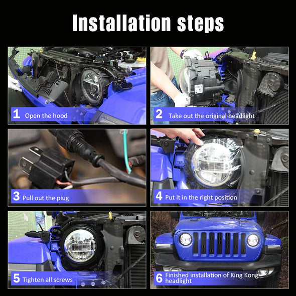 7-Inch DOT Approved LED Jeep Headlights