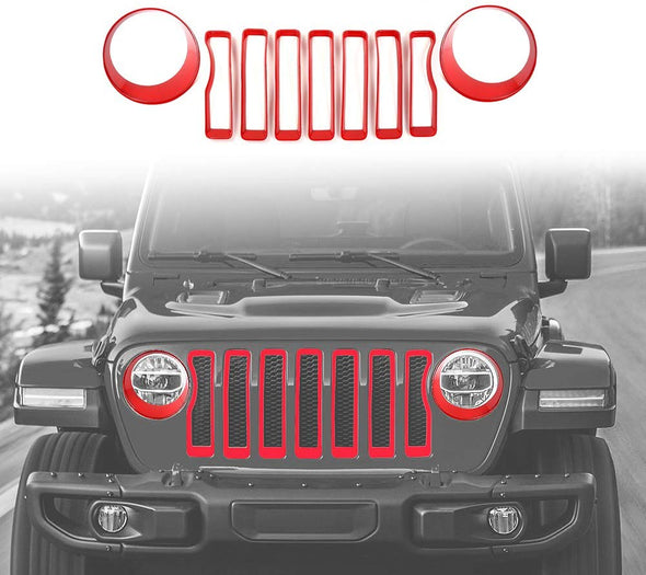 Grill Inserts + Headlight Turn Light Cover for Jeep JL & JT