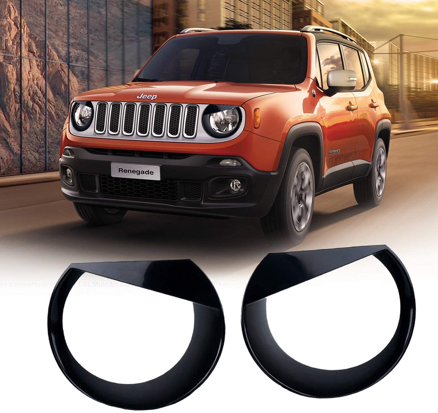 Black Angry Brd Style Grll For Jeep Renegade 2015-2018 Upgrade Ar