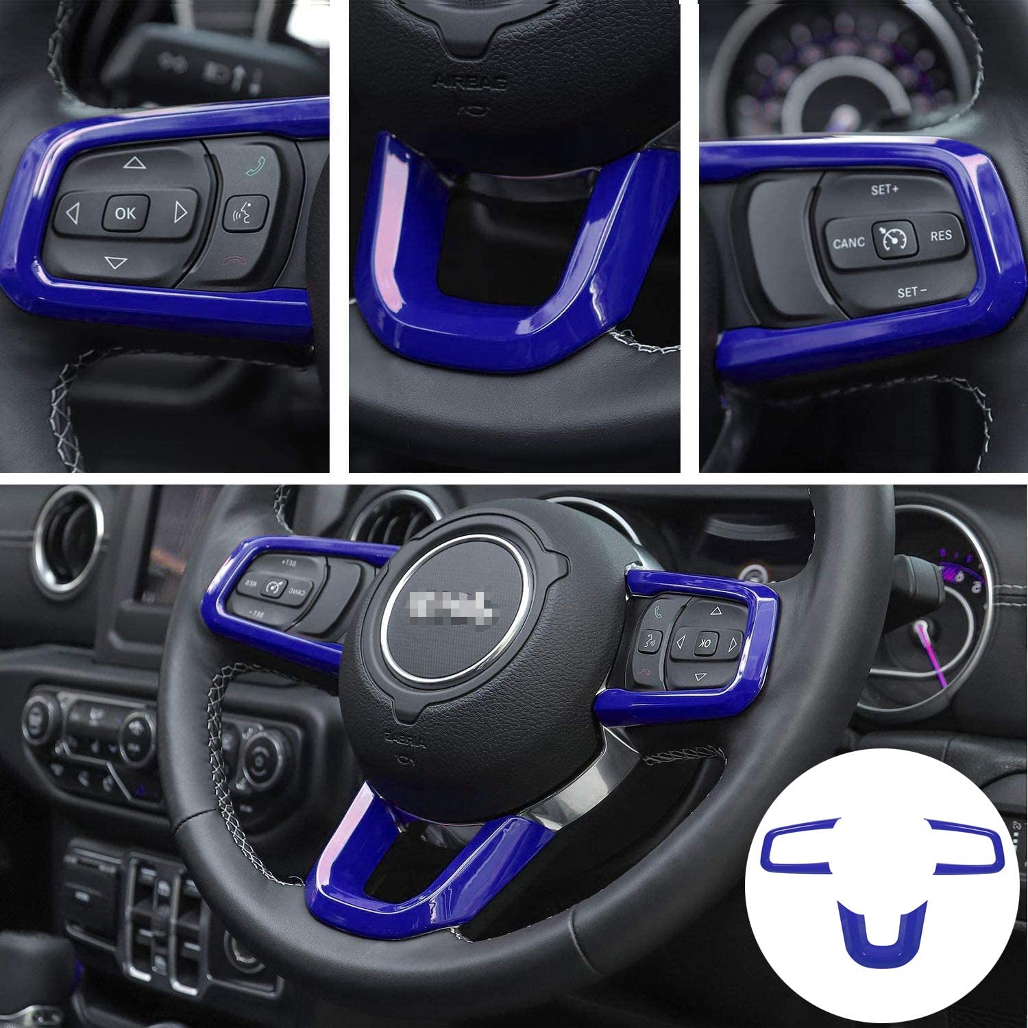 Steering Wheel Decor Cover Trim For Jeep Wrangler JK 11-18/ Grand Cherokee 11-13 Steering Wheel Decor Cover Trim For Jeep Wrangler JK 11-18/ Grand Cherokee 11-13