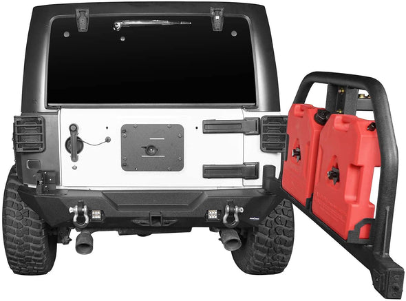 Rear Bumper & Tire Carrier w/Drum Holder, Receiver Hitches for Jeep Wrangler JK