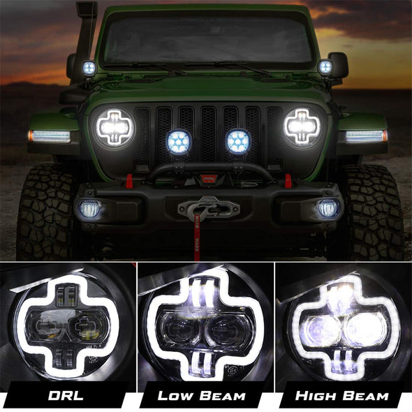 9 Inch Round LED Headlights Halo DRL for 2018 2019 Jeep Wrangler JL 2020 Jeep Gladiator JT
