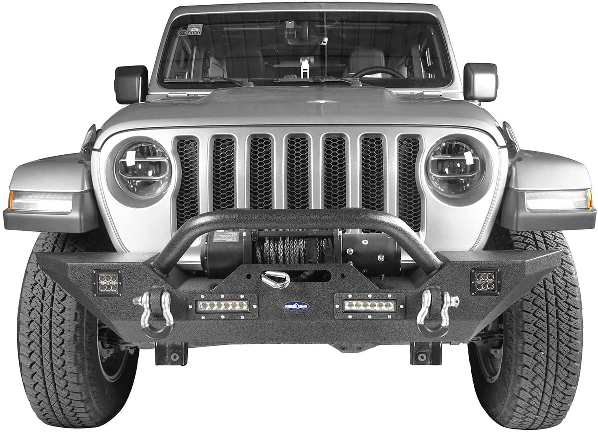 Front Bumper w/Winch Plate & LED Light for Jeep Wrangler JL & JT ...