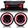 Halo LED Headlights Color Changing RGB for Jeep Wrangler (RED)