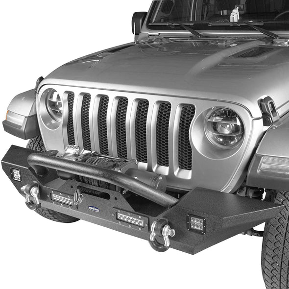 Front Bumper w/Winch Plate & LED Light for Jeep Wrangler JL & JT
