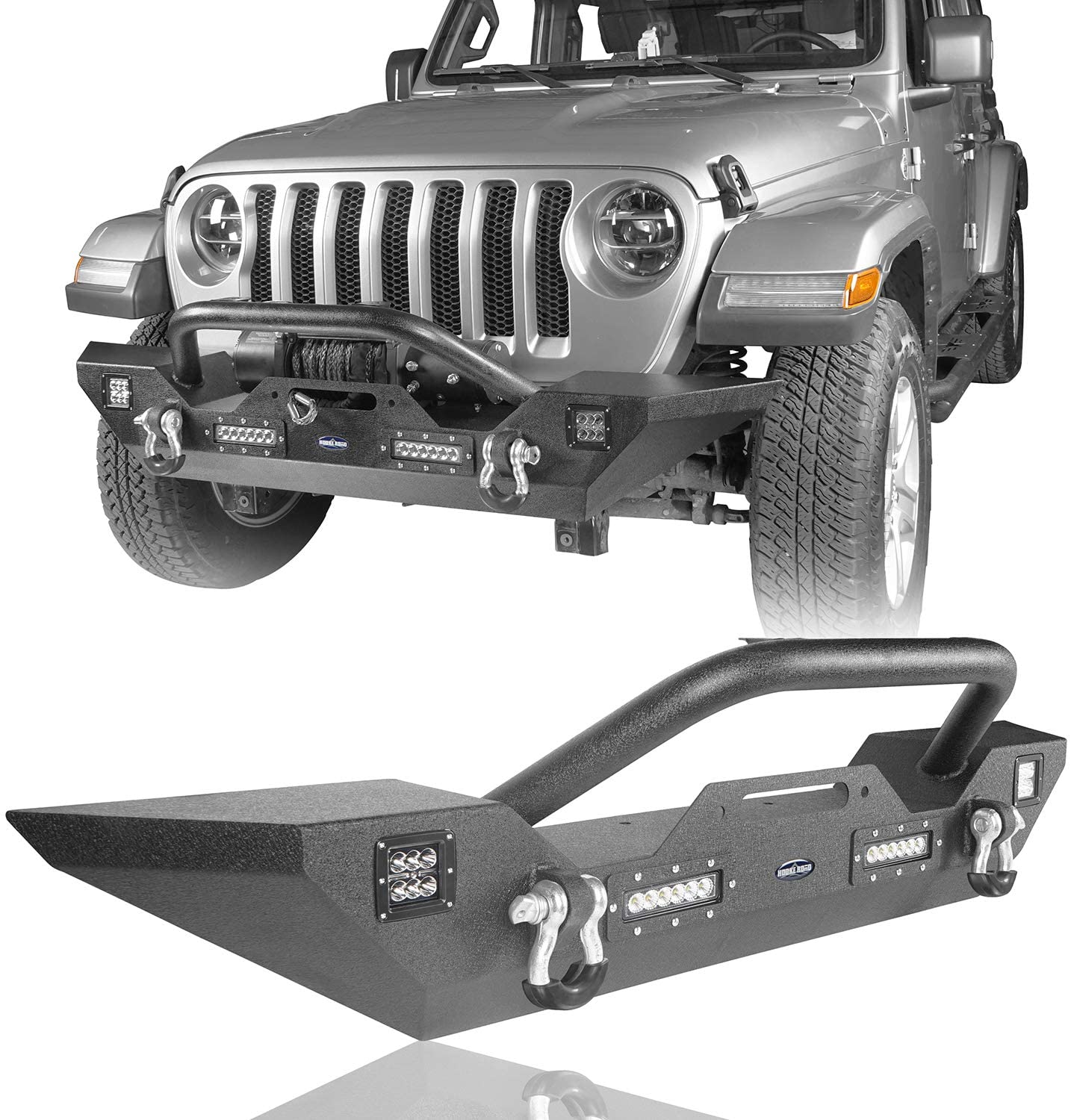 Steel Full Width Front Bumper W/Winch Plate Lamp For 2020-2022 Jeep  Gladiator JT