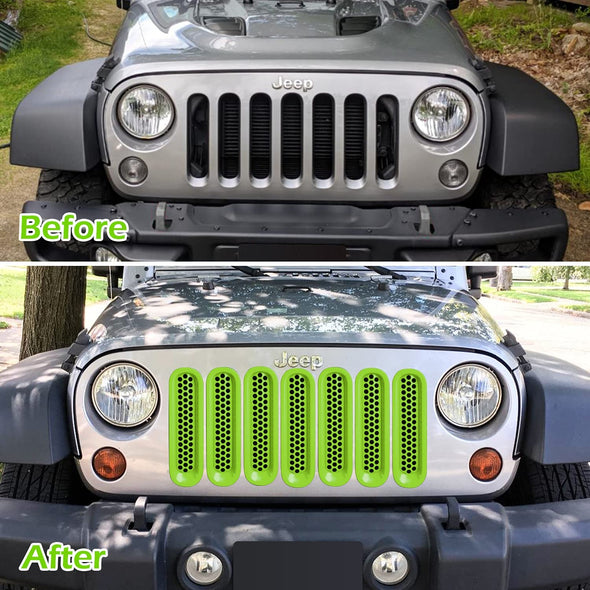 2007-2018 Jeep Wrangler JK Front Grille Inserts, More Colorations Available