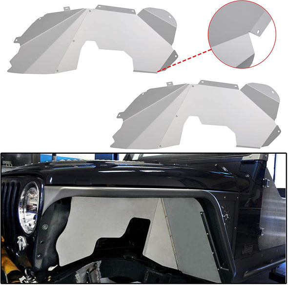 Silver Front Inner Fender Compatible with 07-18 Jeep Wrangler