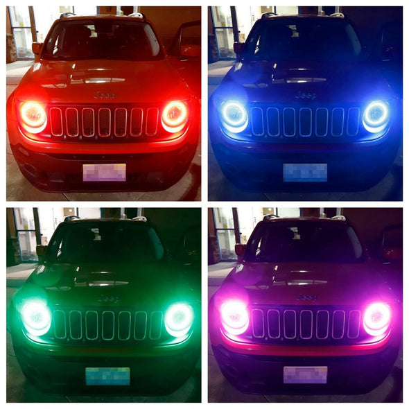 RGB LED Halo Rings w/Wireless Remote For 2015-2023 Jeep Renegade