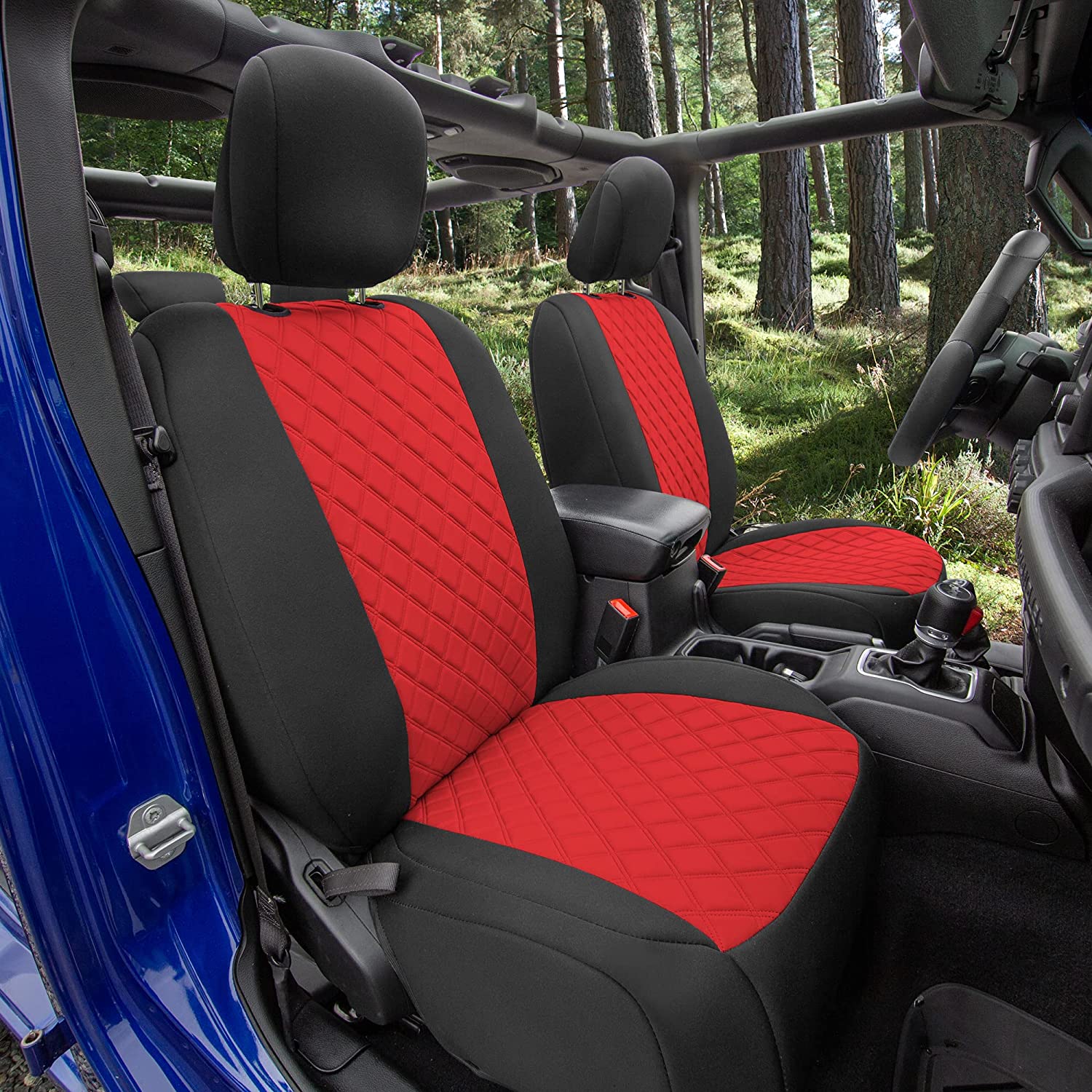 KEEPDSGN Universal Full Set Car Seat Covers For Jeep Wrangler Compass Gladiator Renegade – Black PU Leather, 8 Pieces