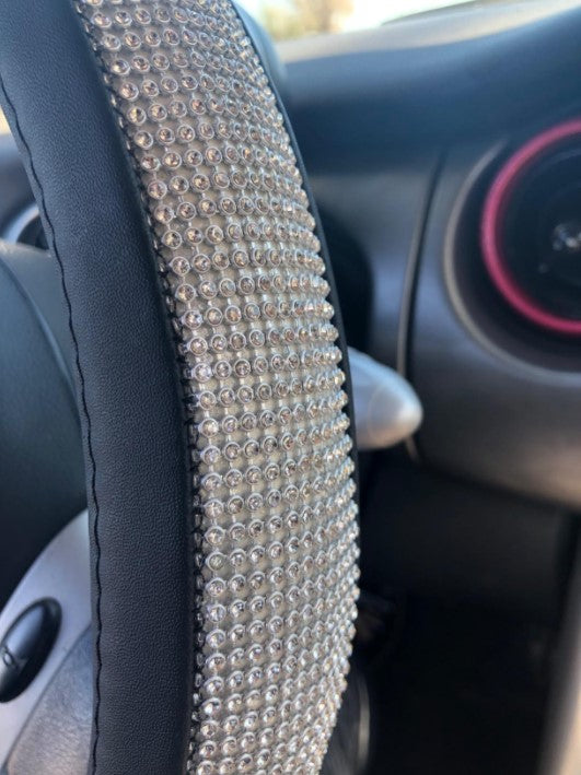 Diamond Leather Steering Wheel Cover with Bling Bling Crystal Rhinesto –  OffGrid Store