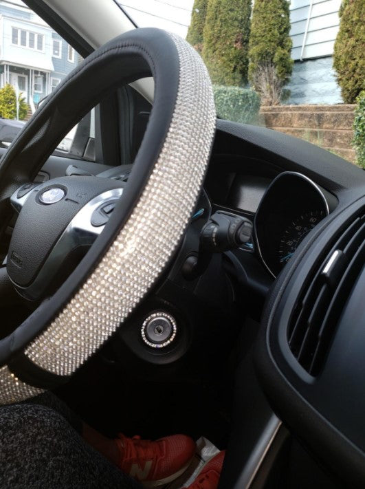 New Diamond Leather Steering Wheel Cover With Bling Bling Crystal Rhinestones, Universal Fit 15 Inch Car Wheel Protector For Women Girls,Red Diamond In | Whizz Steering Covers - Foto 11