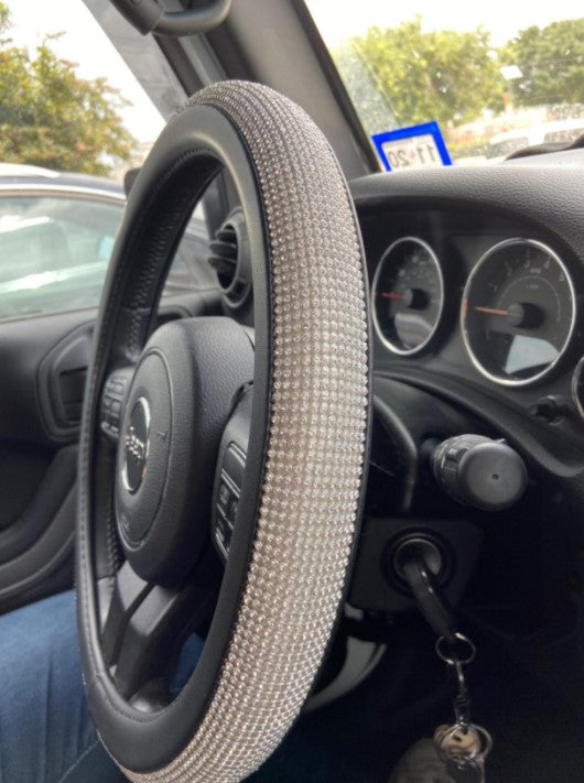 Diamond Leather Steering Wheel Cover with Bling Bling Crystal