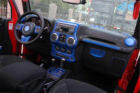 Full Set Interior Decoration Trim Kit for Jeep Wrangler JK JKU 2011-2018 (BLUE)