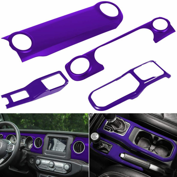 8PCS Center Console Dashboard Cover Trim Kit For Jeep Wrangler JL JT 18