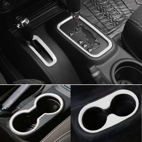 Inner Front and Rear Water Cup Holder Trim 4 Pcs for Jeep Wrangler JK  2011-2017