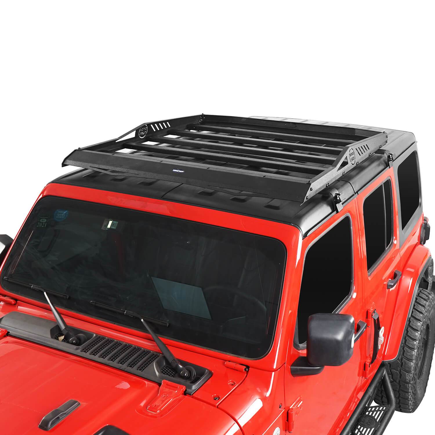 Hooke Road Rear Roof Cargo Basket – Fits Jeep Wrangler JK 2007-2018 4-Door, Black Steel, 150 Lb Capacity