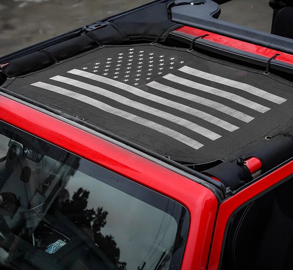 Sunshade 2 Door for Jeep Wrangler JK 2007-2018 (American Flag black and white version)