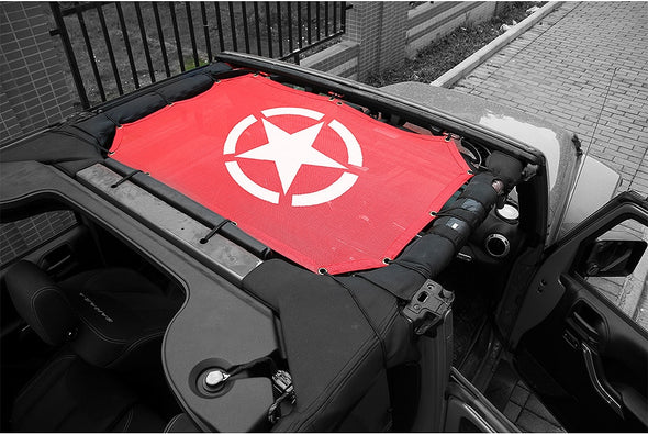 Sunshade 2 Door for Jeep Wrangler JK 2007-2018 (Red star)