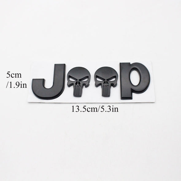 3D Metal Jeep Skull Sticker