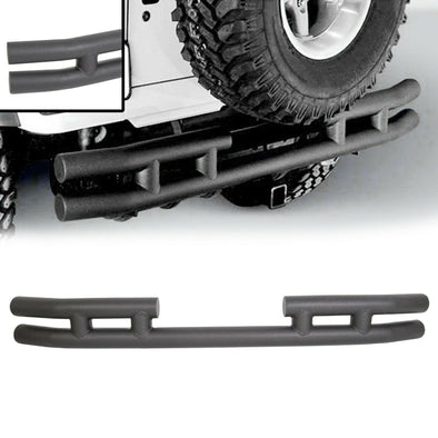 Rear Double Tube Bumper Textured Black Fits 97-06 Jeep TJ Wrangler