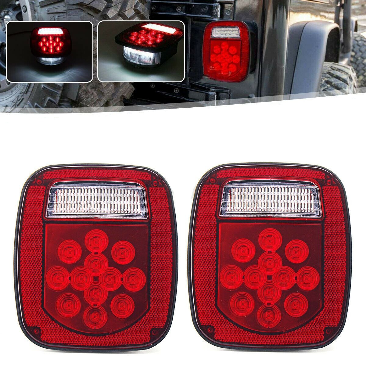 LED Tail Light Assembly For Jeep Wrangler TJ / CJ (76-06) – Brake, Turn, Reverse – LX-LIGHT