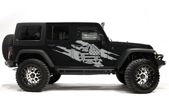 Army Star Torn Side Graphics Kit for 4-Door 2007-16 Jeep Wrangler